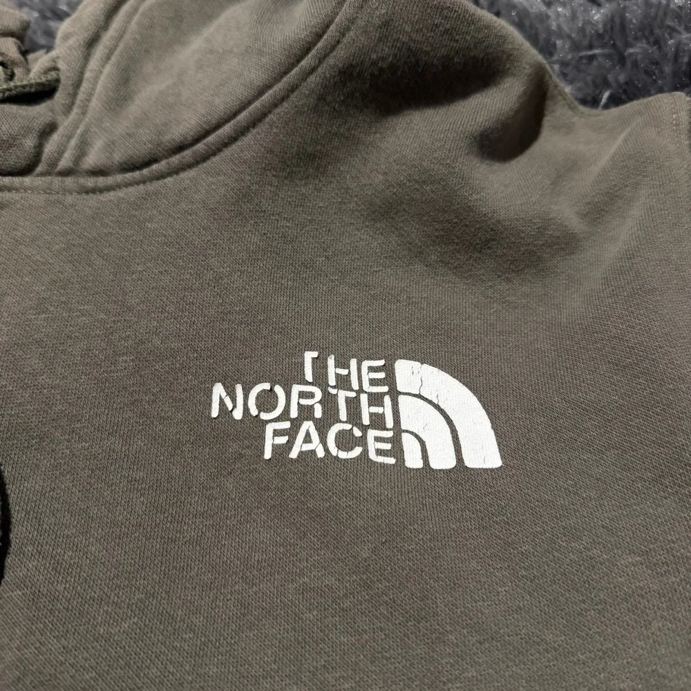 The North Face Mens Box Logo Hoodie Olive Green Never Stop Exploring Large